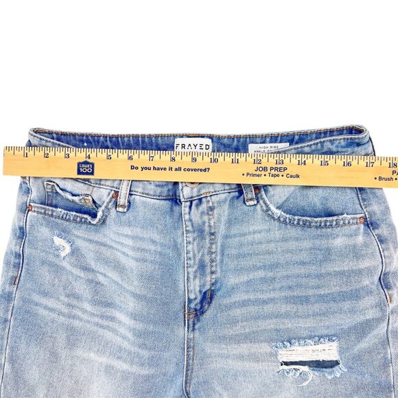 Frayed High Rise Ankle Straight Jeans Patchwork Size 31 - Picture 7 of 9